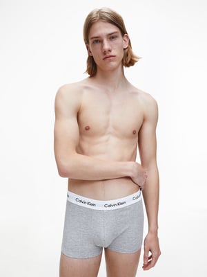 Calvin Klein 3 Pack Trunks - Mid Rise - Cotton Stretch, Black/White/Grey