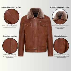 Heren Tan Trucker Shirt Leren Jack - Tornio
