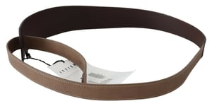 GF Ferre Women's Brown Genuine Leather Logo Wide Waist Belt