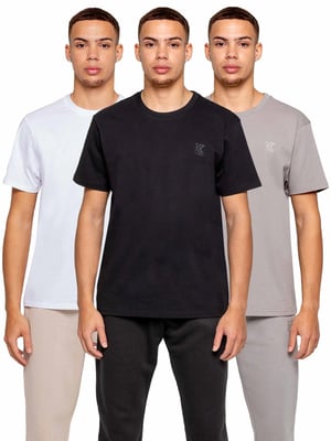 Kruze 3 Pack Heren Crew Neck T-Shirt - Assorti