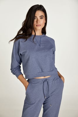 Crop Indigo Melange Sweatshirt