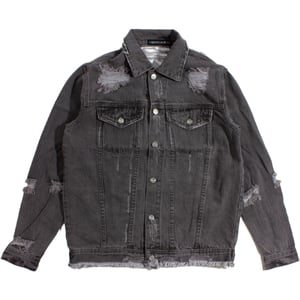 Christian Rose Women's Grey Distressed Denim Jacket