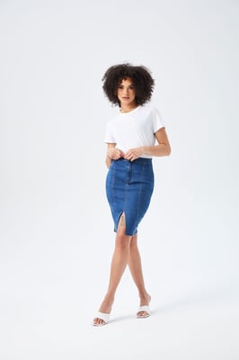 Mid Blue Pencil Skirt