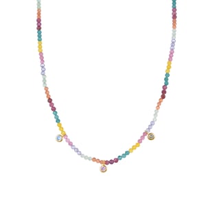 Luxenter Sterling Zilver 925 collier met Veelkleurige Zirkonia afgewerkt in 18K geelgoud - Ruane