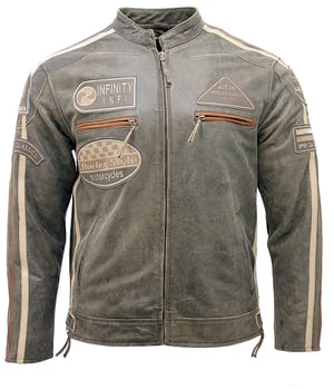 Zipped Leather Racing Biker Moto Jacket