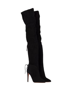 Aquazzura Giselle Over-The-Knee Boots in Black Suede