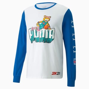 Puma x 2K Lange Mouw Crew Hals Wit Blauw Heren Katoenen Top 532921 01