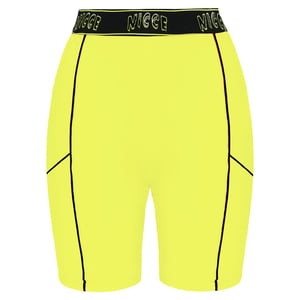 Nicce Stretch Logo Zwart/Neon Geel Dames Carbon Korte Broek 201 2 06 03 0180