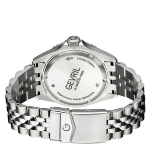 Gevril Men's Wall Street 4954B Swiss Automatic GMT, SW330 Movement Luminous Date Stainless Steel Watch