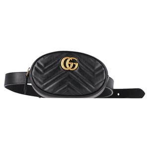 Gucci Matelasse GG Marmont Belt Bag in Black Leather