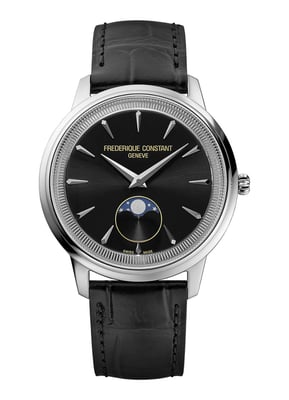 Frédérique Constant Moneta Maanfase Uniseks Zwarte Horloge FC-206B3S6