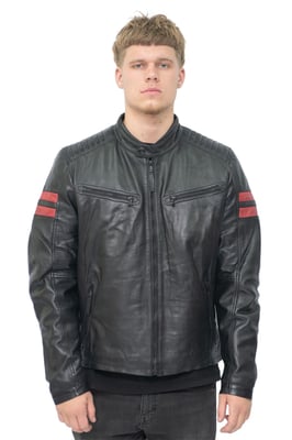 Zwart leren retro bomberjack voor heren - Rome