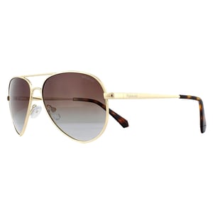 Polaroid Aviator Mens Gold Brown Gradient Polarized Sunglasses