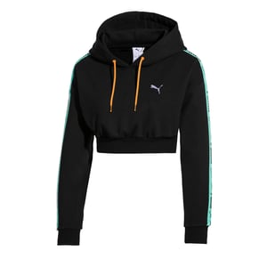 Puma x Sue Tsai Cropped Dam Hoodie Taped Logo Jumper Svart 578211 01