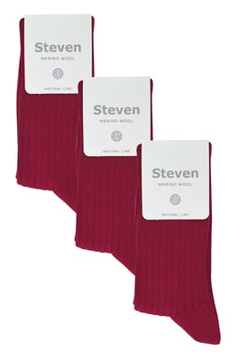 3 Pairs Ladies Original Merino Wool Socks | Steven | Breathable Thick Warm Boot Socks - Burgundy