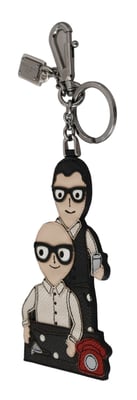 Dolce & Gabbana Kvinna Läder Dominico Stefano #DGFAMILY Logo Badge Nyckelring