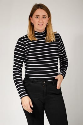 High Neck Striped Jersey Top