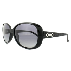 Polaroid Butterfly Womens Black Grey Gradient Polarized Sunglasses