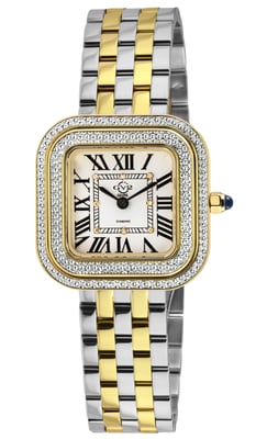 GV2 Bellagio Women's Swiss Made Diamond Silver-White Dial, Two toned SS/IPYG Bracelet Watch