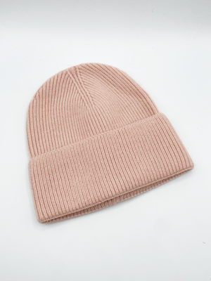 Ribbed Beanie Hat in Pink