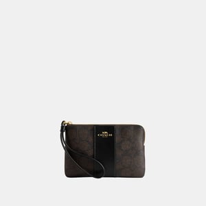 Corner Zip in Signature Canvas with Leather Stripe Bag