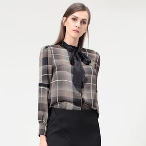 Ascot tie tartan shirt
