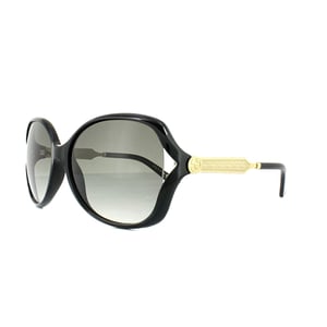 Gucci Solglasögon 0076S 002 Svart Guld Grå Gradient
