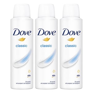 Dove Classic Anti-Perspirant with 48H Sweat Protection Deo for Women 150ml, 3pk