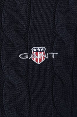 Gant Cotton Cable Half Zip Knitwear Evening Blue