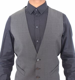Dolce & Gabbana Heren Grijs Gestreept Wollen Jurk Vest Gilet