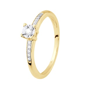 Diamond Solitaire ondersteund 0070 Cts Illusion 1 Ct geel goud set met vier klauwen