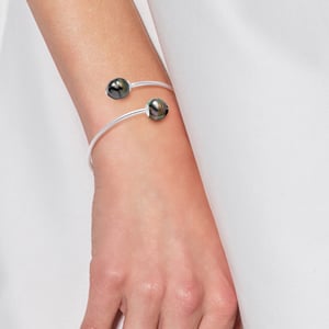 Bangle YOU AND ME Tahitian Pearls Ringed 10-11 mm 925