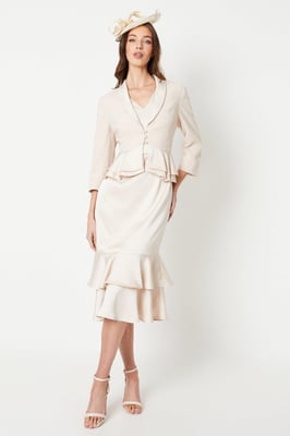 Satin Back Crepe Tailored Jacket With Peplum