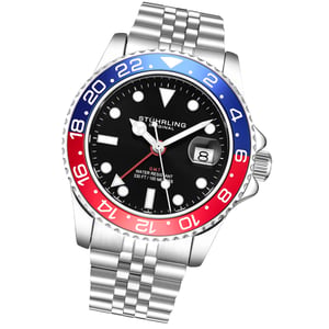 Röd och Blå Meridian GMT Kvarts 42mm
