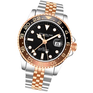 Black and Rose Gold Meridian GMT Quartz 42mm