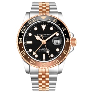 Black and Rose Gold Meridian GMT Quartz 42mm