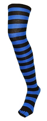 TOETOE - Mens & Ladies Essential Moisture Wicking Cotton Over Knee Toe Socks - Black & Mid-Blue
