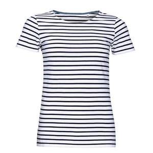 SOLS Dames/dames Miles Gestreept T-Shirt met korte mouwen (Wit/Zwaar)