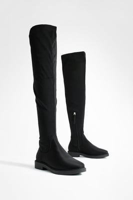 Wide Fit Flat Stretch Over The Knee Boots