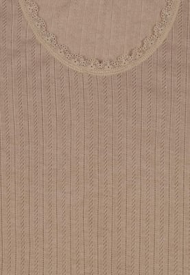 Womens 2 Pack Thermal Pointelle Short Sleeve Tops in Beige
