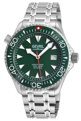 Gevril Men's Hudson Yards Swiss automatic Sellita SW200 green dial Stainless steel watch