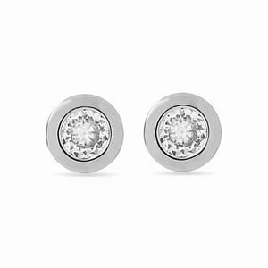 Luxenter oorbellen, 925 sterling zilver en gerhodineerd, glanzende knop met zirkonia