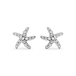 Luxenter oorbellen, met lamya schroefsluiting in 925 sterlingzilver en gerhodineerd, glanzend zirkonia
