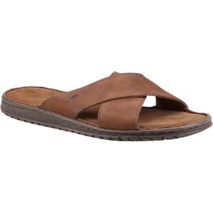Hush Puppies Mens Nile Crossover Leather Sandals (Brown)