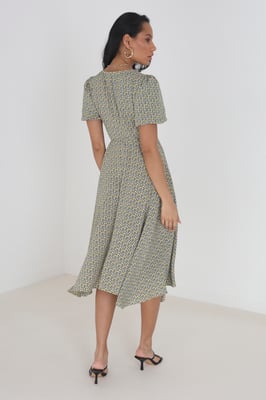 Yellow 'Maddie' V-Neck Wrap Midi Dress