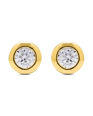 Luxenter Sterling zilveren 925 oorbellen met glanzende zirkonia afgewerkt in 18K geel goud - Zaja