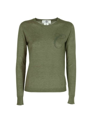 Crown Of Edinburgh Cashmere Long Sleeve Art 004 Green Letter C