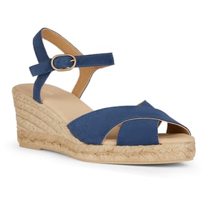 Geox D Gelsa Laag Leren Vrouwen Navy Sandalen