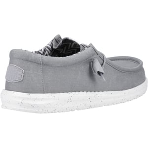HEYDUDE Wally Canvas 100% Cotton Men's Light Grey Boat Shoes