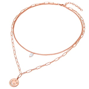 Necklace stainless steel rose gold freshwater cultured pearl white preciosa white Valero Pearls
